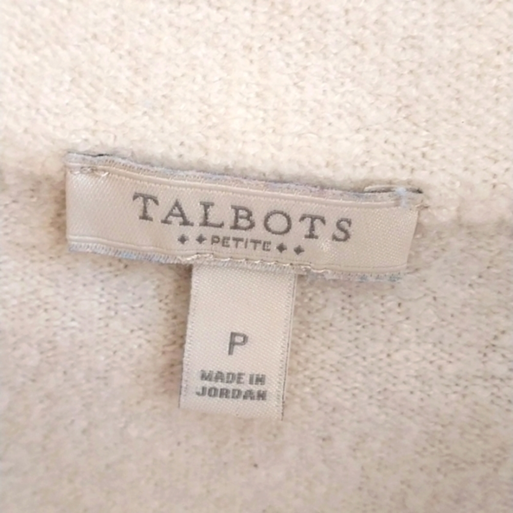 Talbots Vintage Women's Sz Petite Mock Neck Sweater Cream Color Long Sleeves - Picture 2 of 8